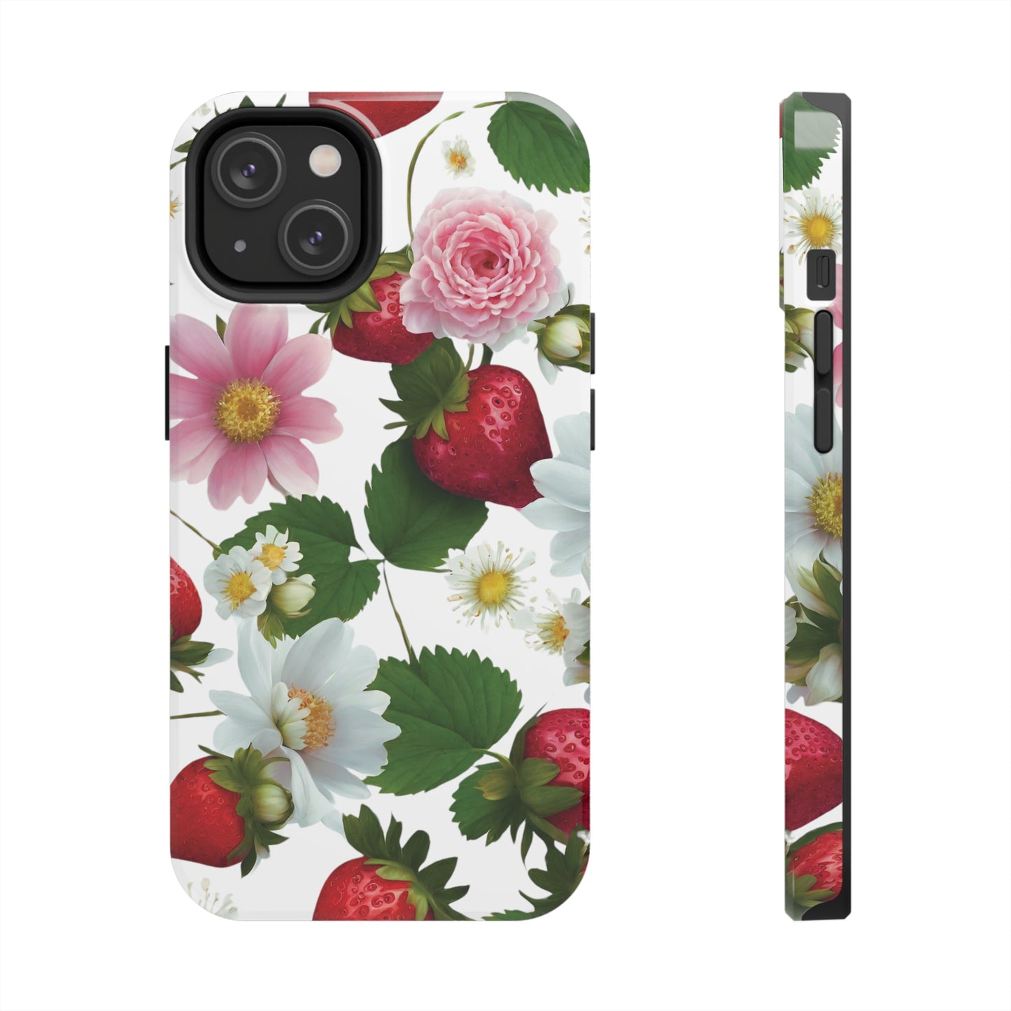 Floral Strawberries Design Tough Phone Cases