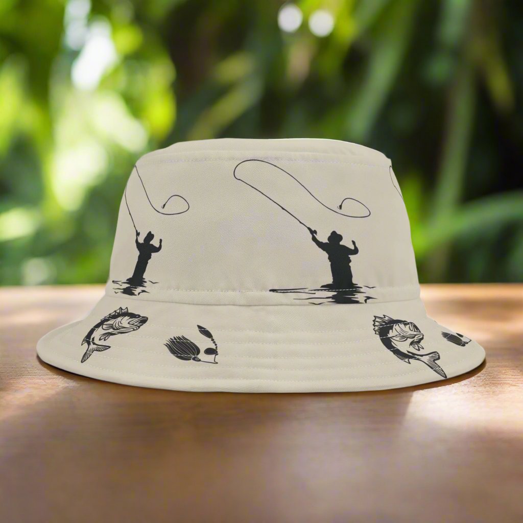 Bucket Hat - Fly Fisherman and Fish Design