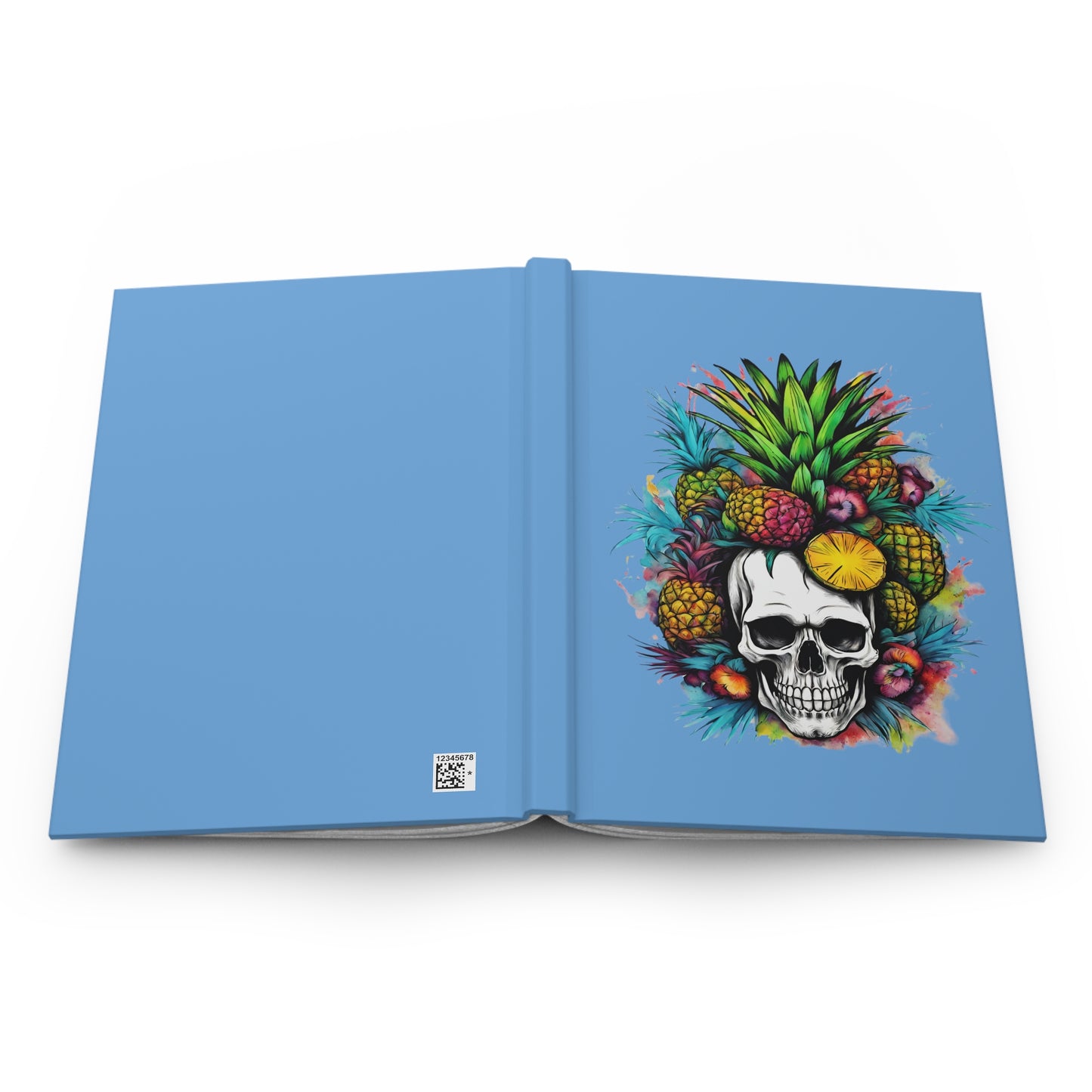 Colorful Mamba Skull on Light Blue Hardcover Journal Matte
