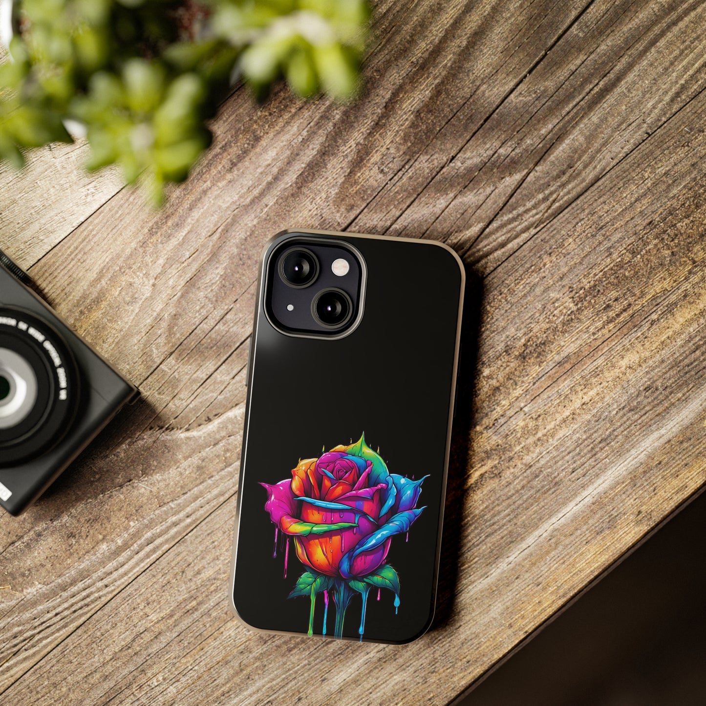 Rose Bleeding Colors on Black Tough Phone Cases