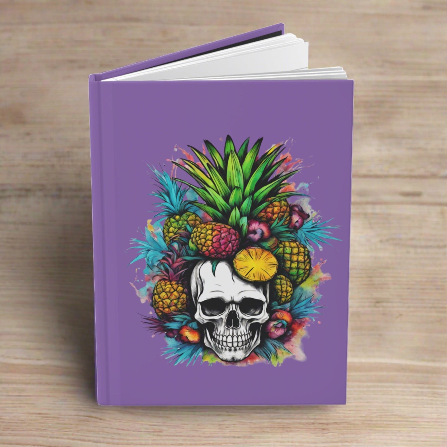 Colorful Mamba Skull on Light Purple Hardcover Journal Matte
