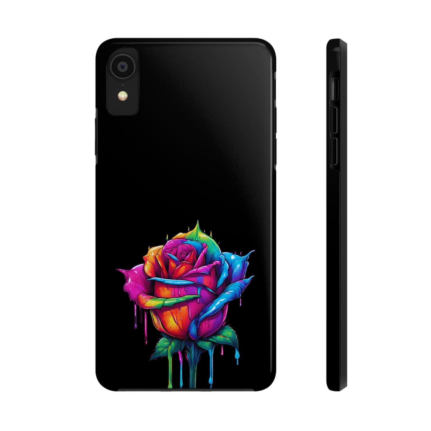 Rose Bleeding Colors on Black Tough Phone Cases