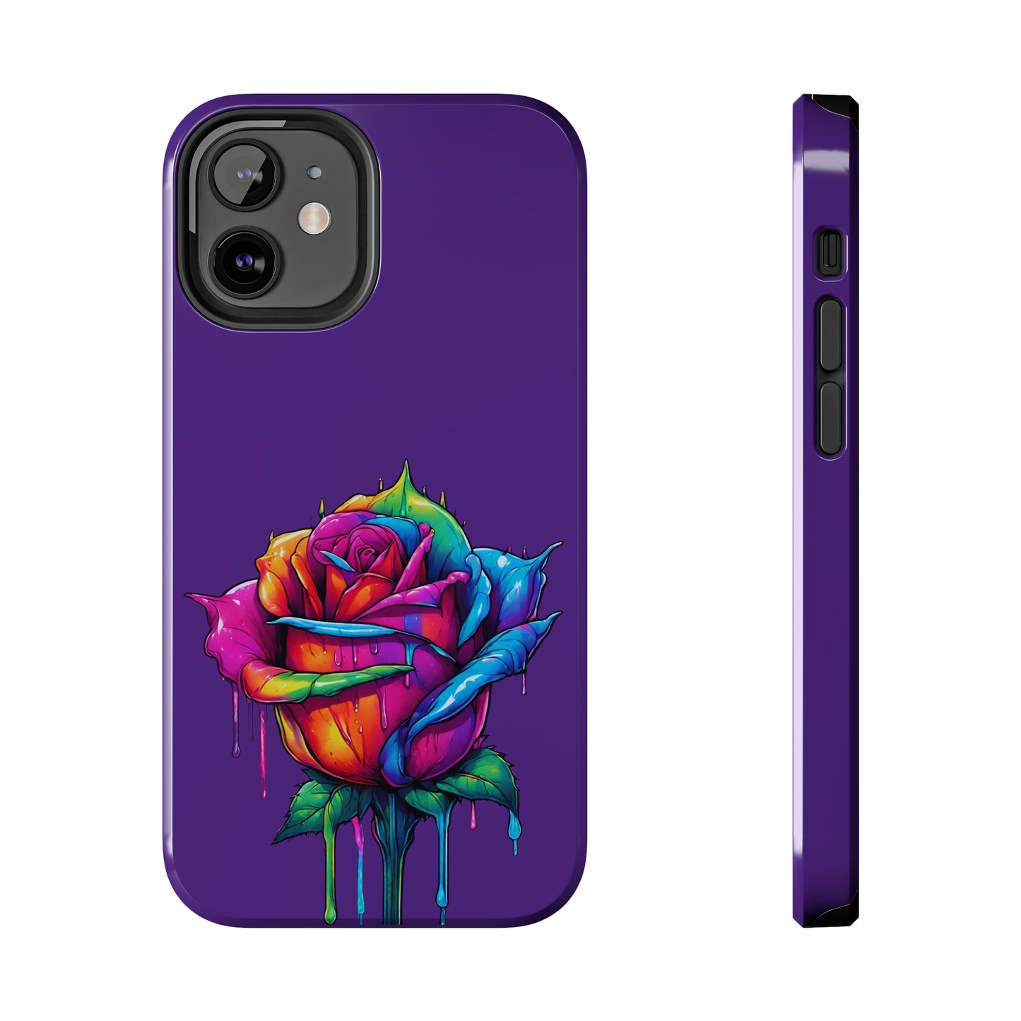 Rose Bleeding Colors on Purple Tough Phone Cases