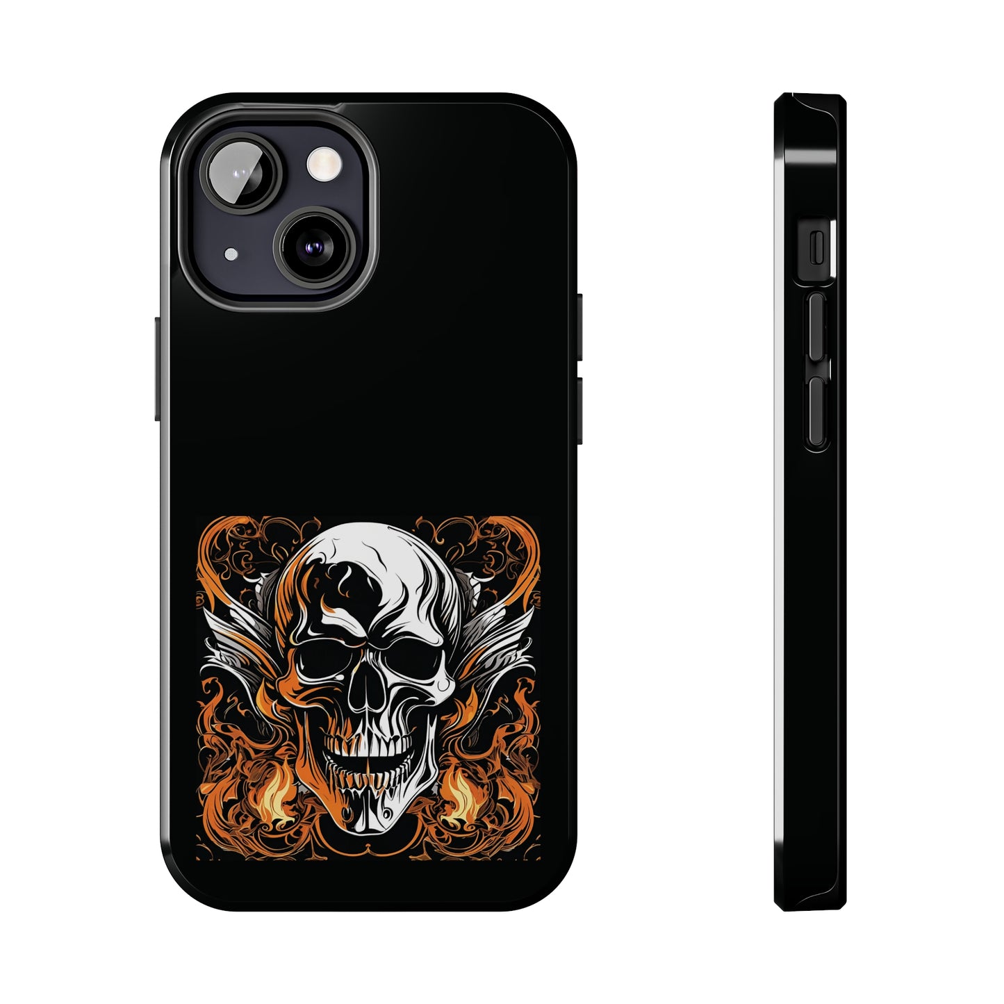 Flaming Skull Design Tough Phone Cases