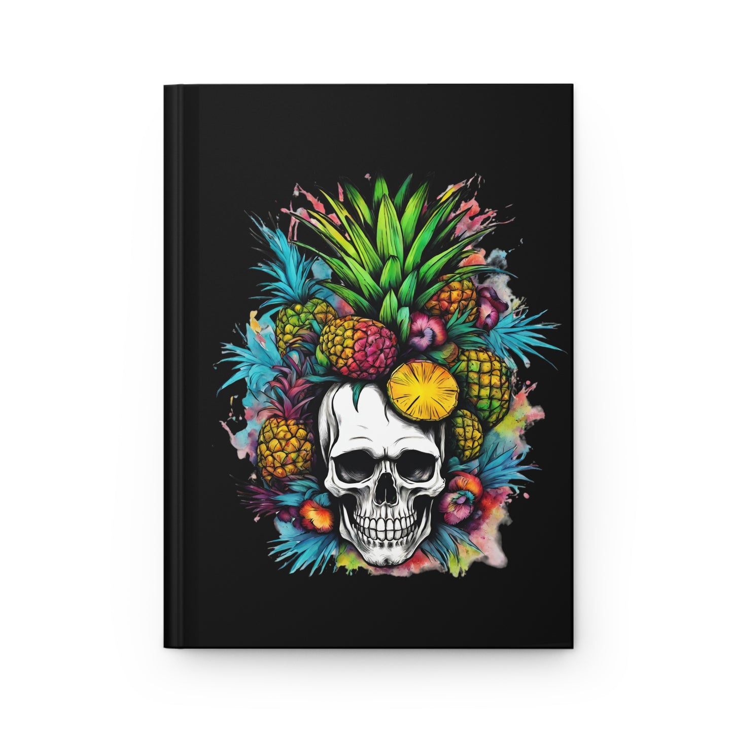 Colorful Mamba Skull on Black Hardcover Journal Matte