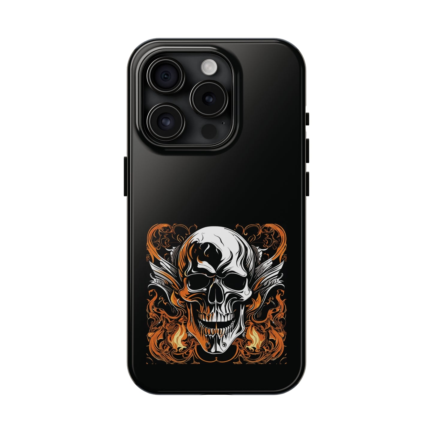 Flaming Skull Design Tough Phone Cases