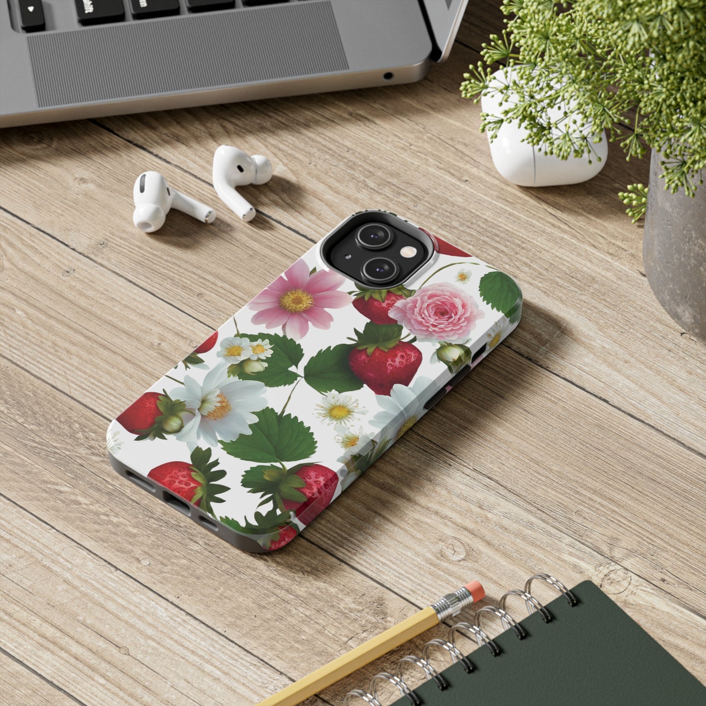 Floral Strawberries Design Tough Phone Cases