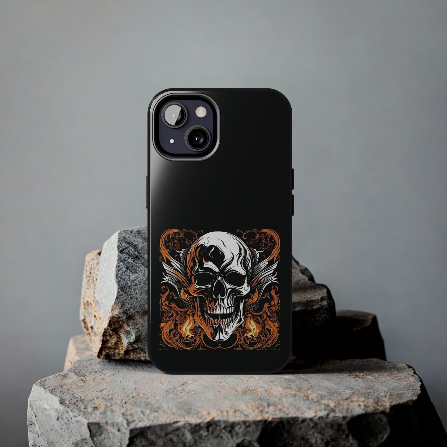 Flaming Skull Design Tough Phone Cases