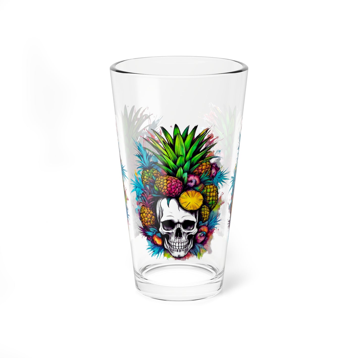 Colorful Mamba Skull Mixing Glass, 16oz Pint Tropical