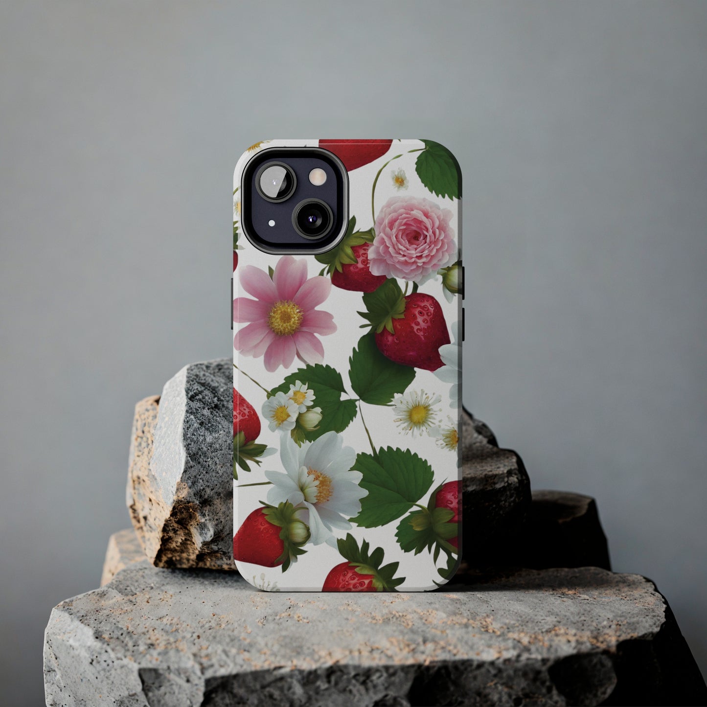 Floral Strawberries Design Tough Phone Cases