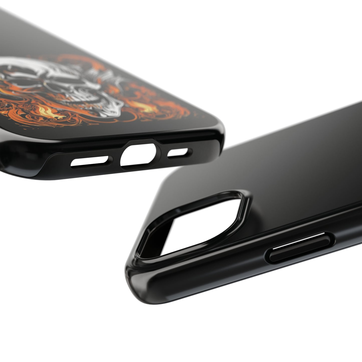 Flaming Skull Design Tough Phone Cases