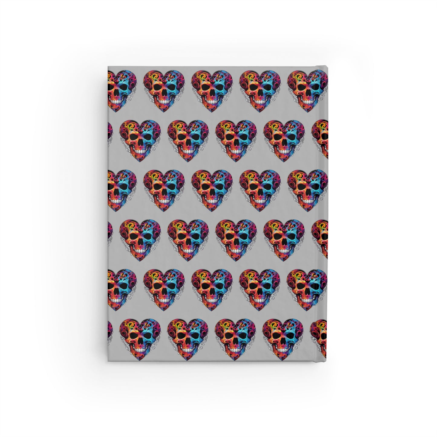Colorful Heart Skull on Gray Journal - Blank