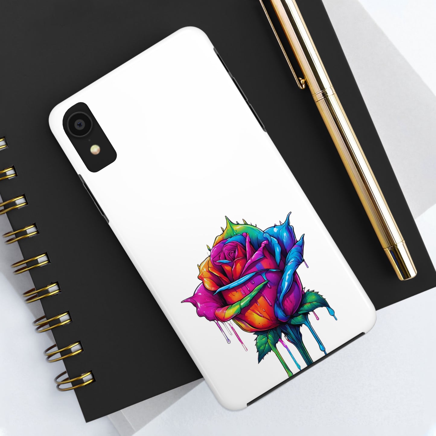 Rose Bleeding Colors On White Tough Phone Cases