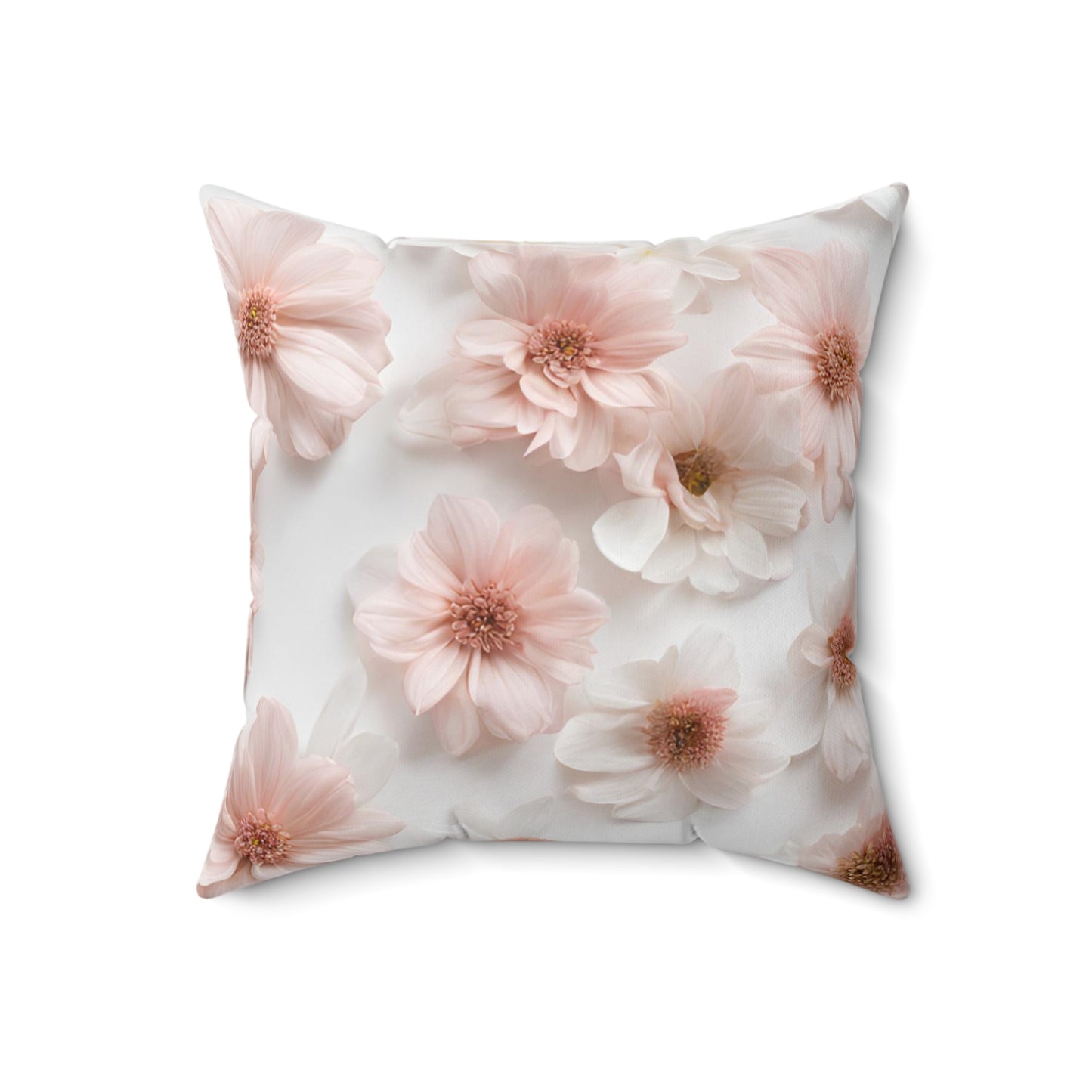 Blush Pink Floral Design Both Sides on Spun Polyester Square Pillow