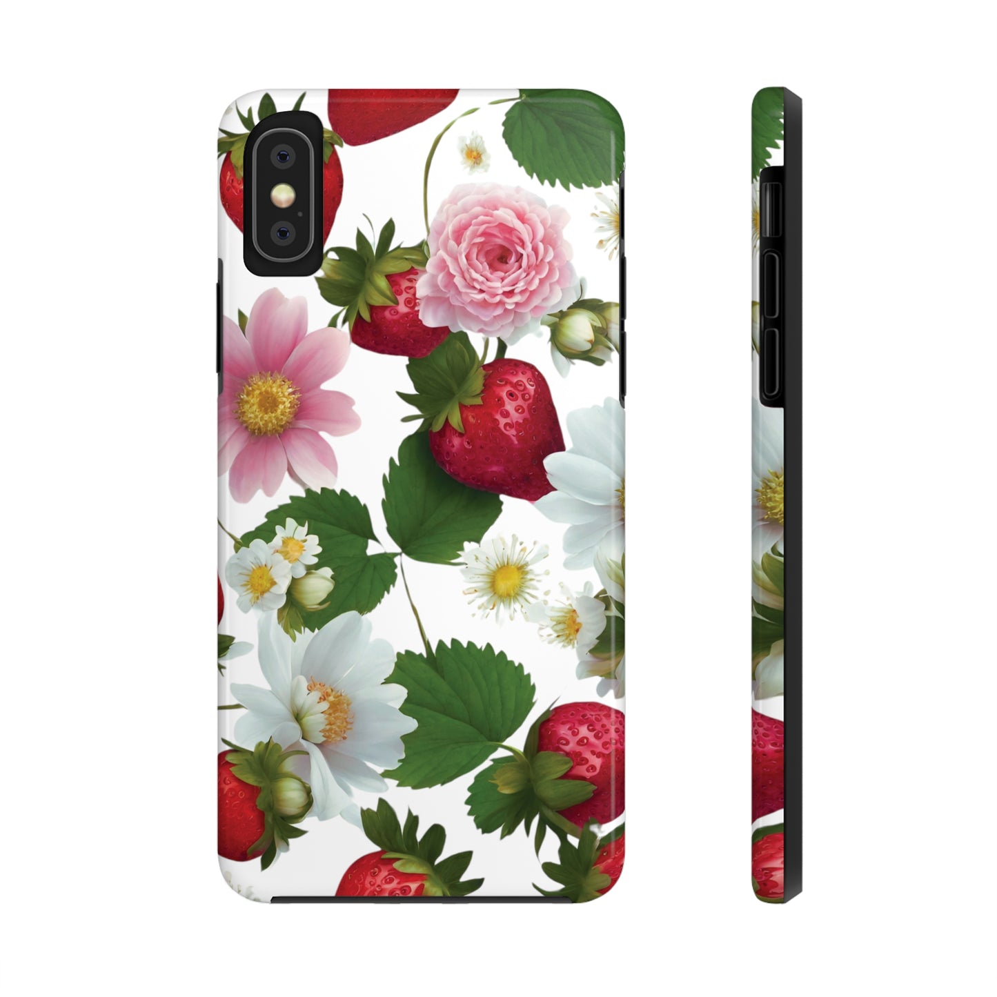 Floral Strawberries Design Tough Phone Cases