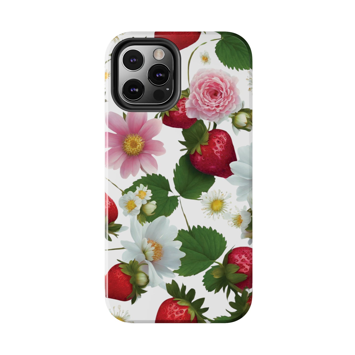 Floral Strawberries Design Tough Phone Cases