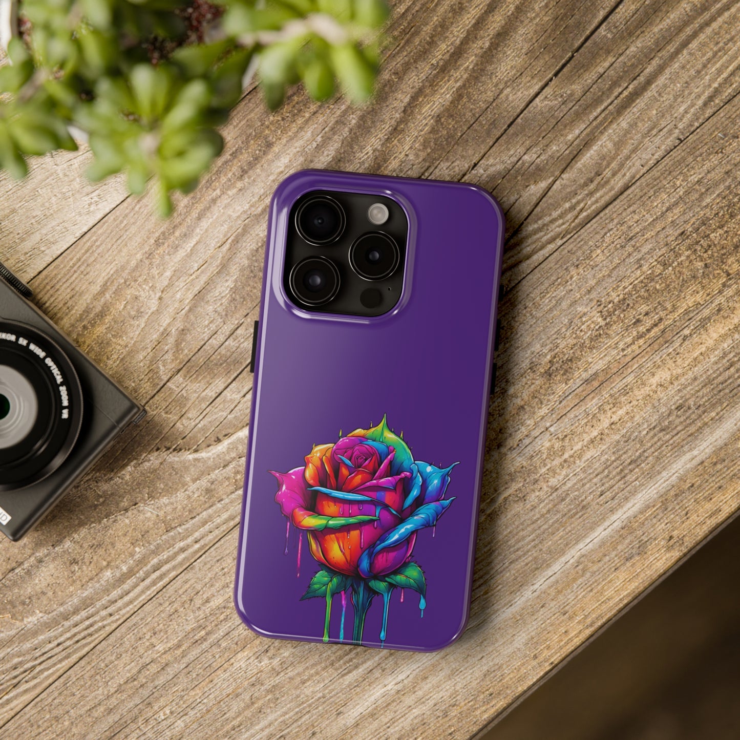 Rose Bleeding Colors on Purple Tough Phone Cases