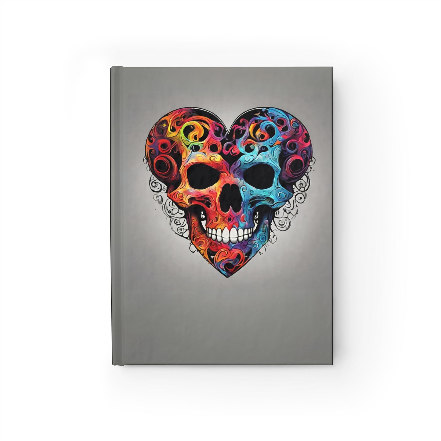Colorful Heart Skull on Black Journal - Blank