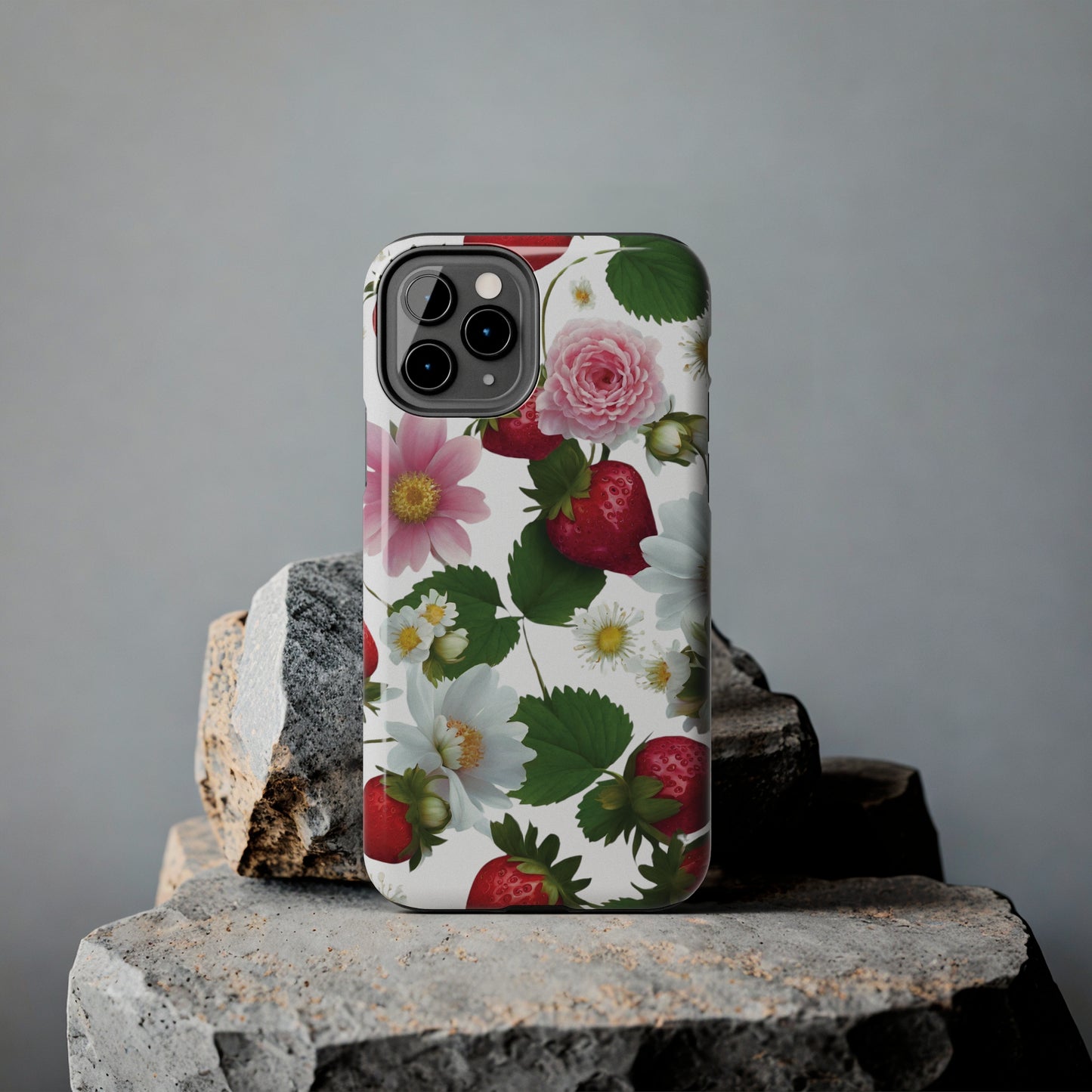 Floral Strawberries Design Tough Phone Cases