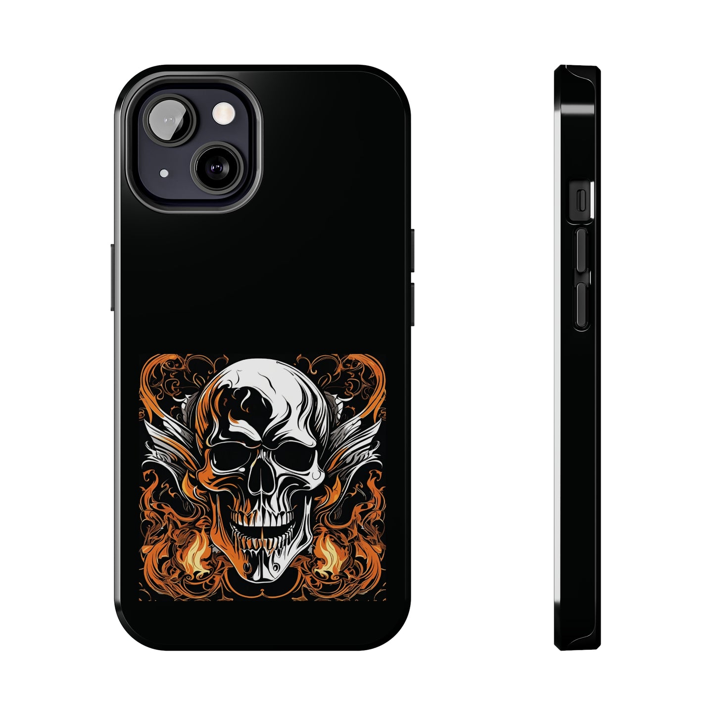 Flaming Skull Design Tough Phone Cases