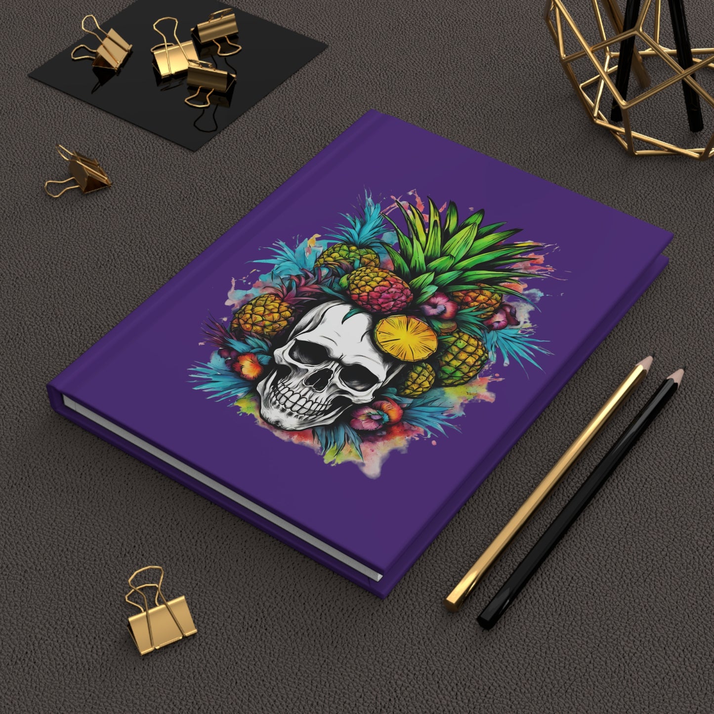 Colorful Mamba Skull on Purple Hardcover Journal Matte