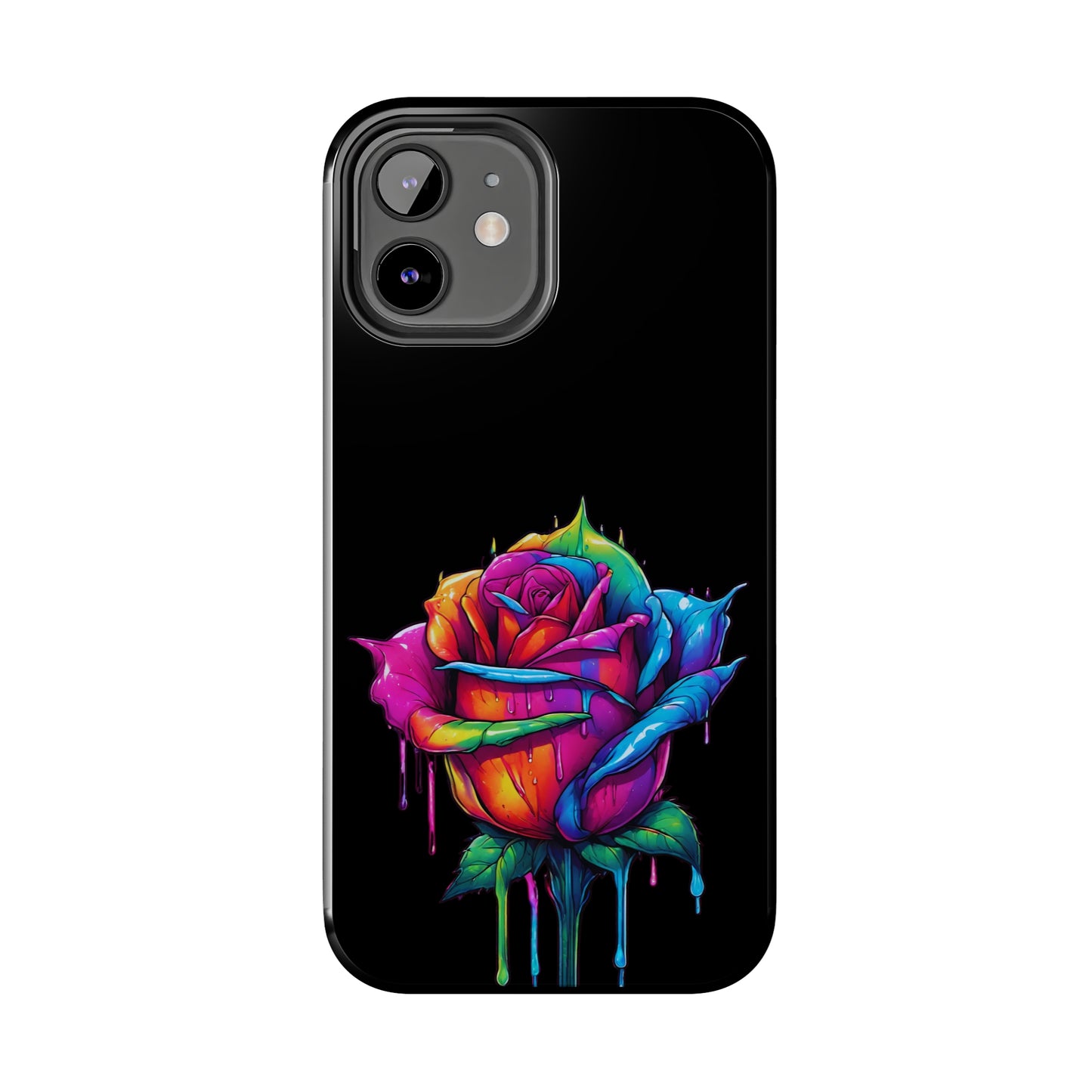 Rose Bleeding Colors on Black Tough Phone Cases
