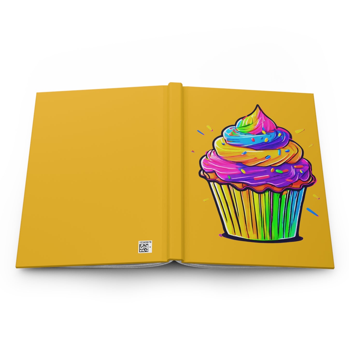 Neon Cupcake on Yellow Hardcover Journal Matte