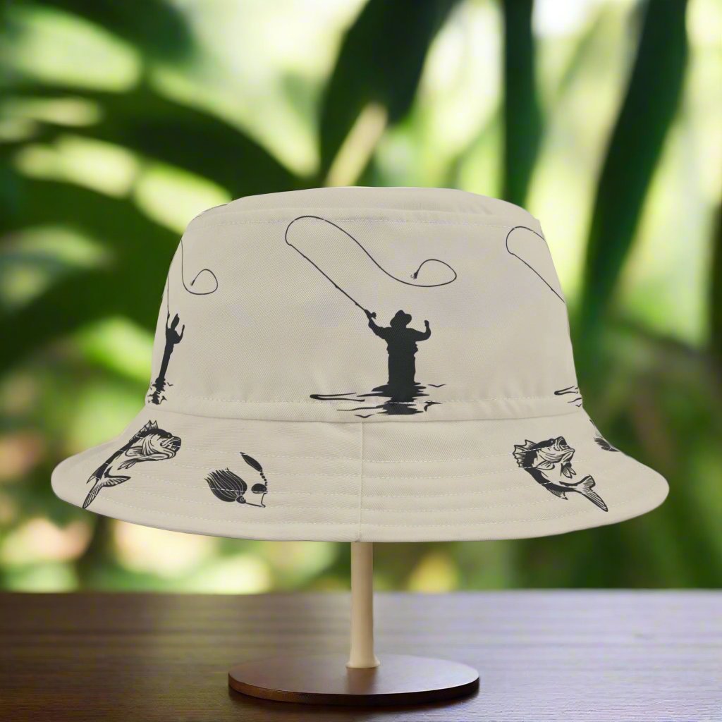 Bucket Hat - Fly Fisherman and Fish Design