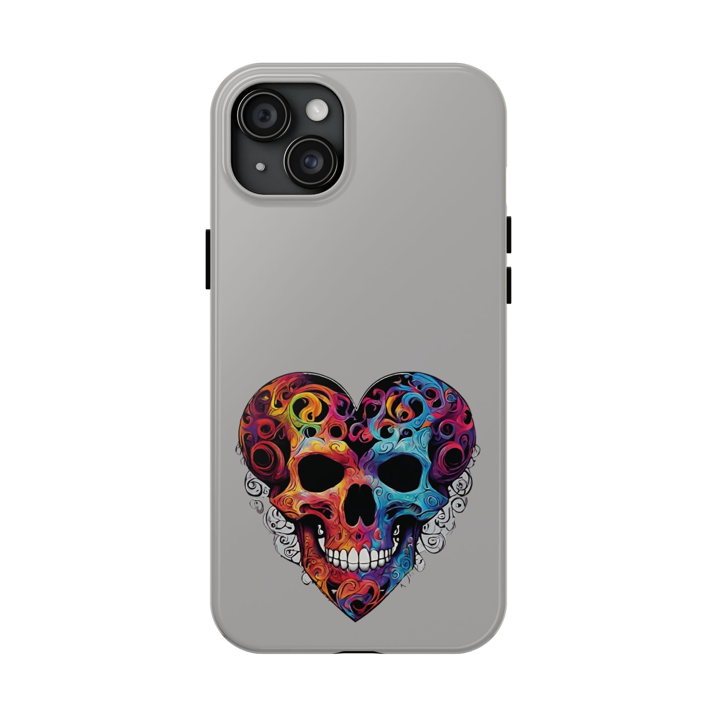 Colorful Heart Skull Tough Phone Cases
