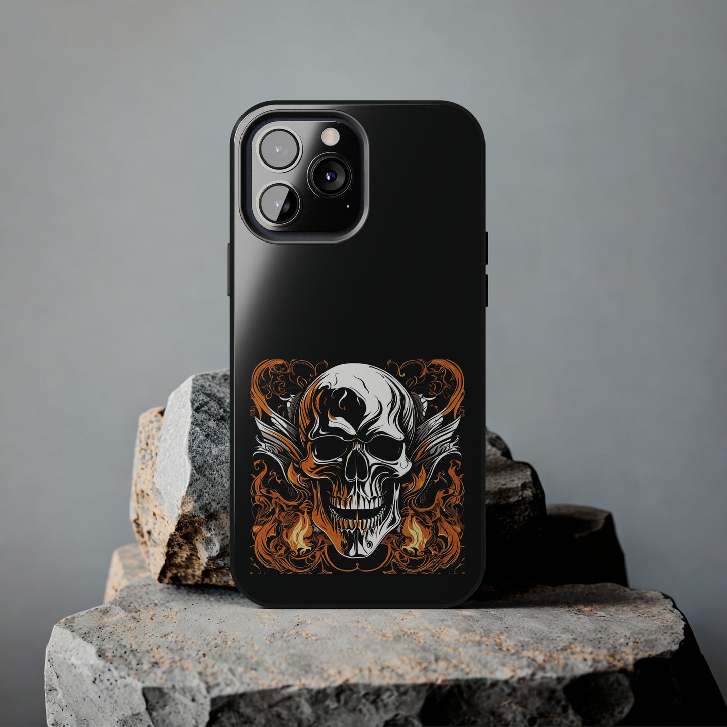 Flaming Skull Design Tough Phone Cases