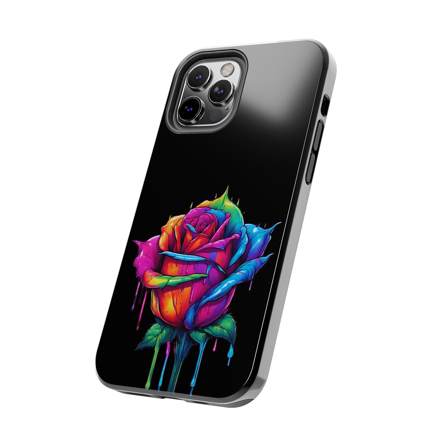 Rose Bleeding Colors on Black Tough Phone Cases