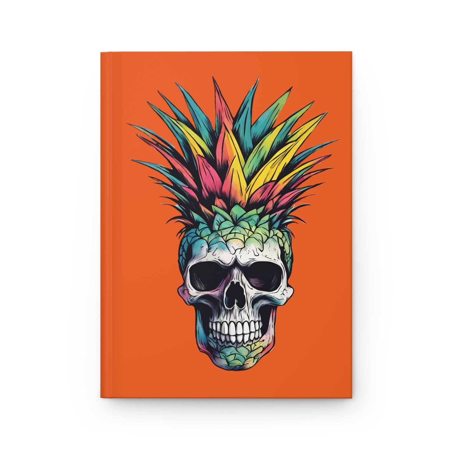 Colorful Pineapple Skull on Orange Hardcover Journal Matte Tropical