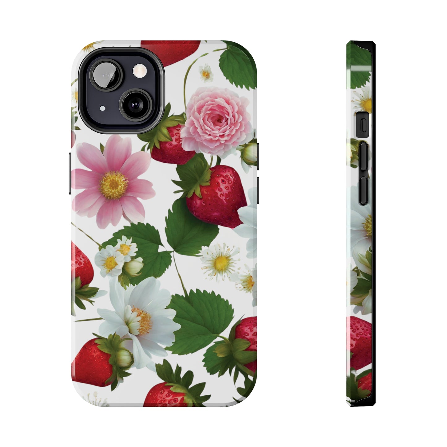 Floral Strawberries Design Tough Phone Cases
