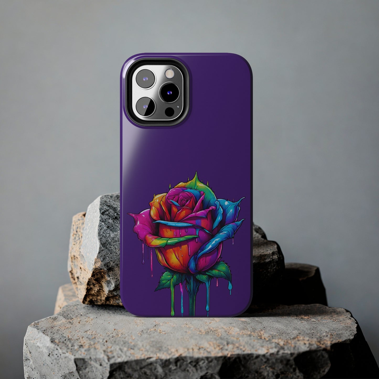 Rose Bleeding Colors on Purple Tough Phone Cases