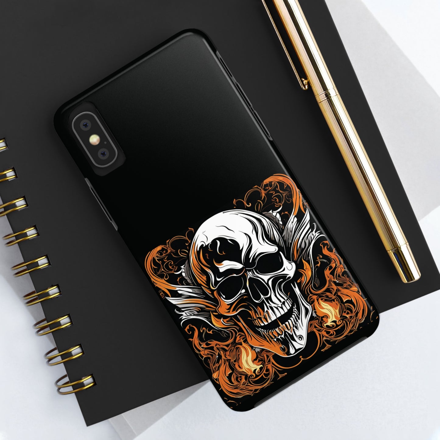 Flaming Skull Design Tough Phone Cases
