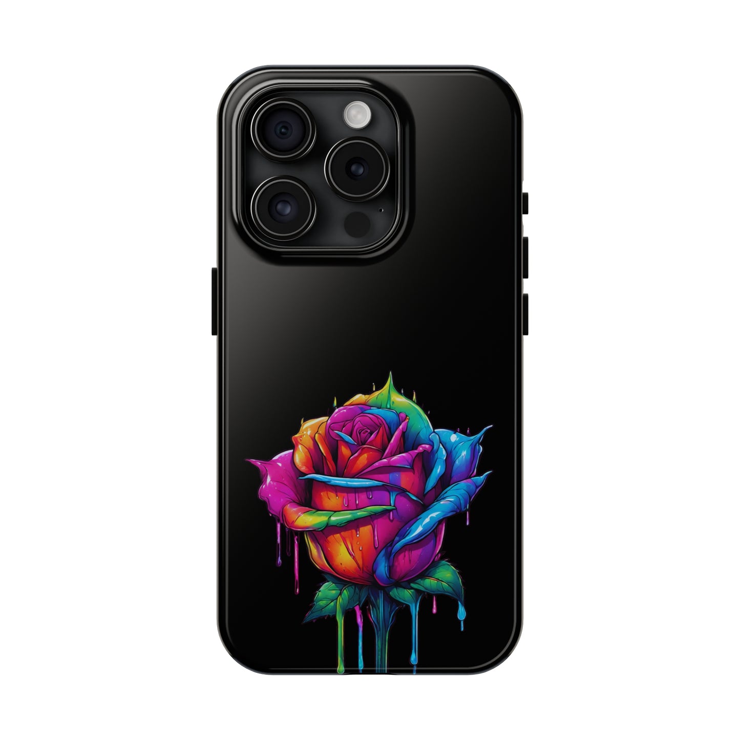 Rose Bleeding Colors on Black Tough Phone Cases