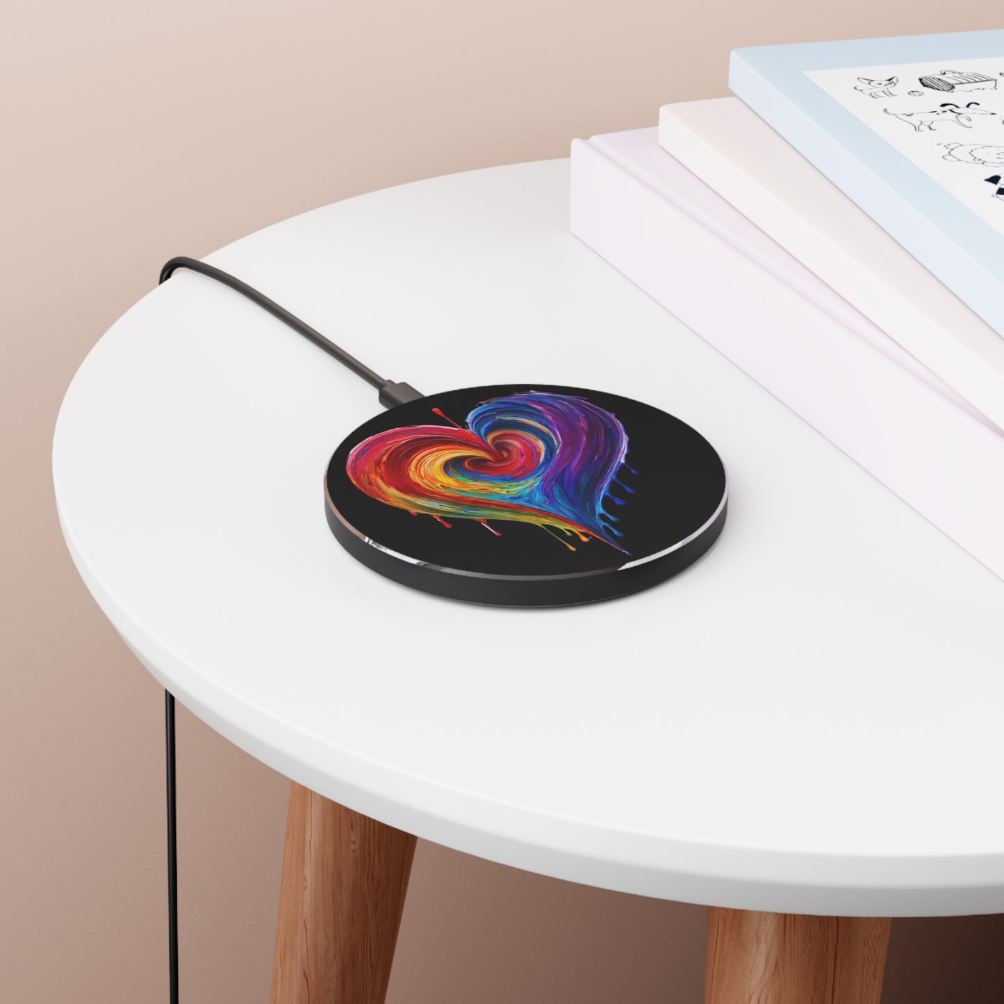 Rainbow Heart Bleeding Colors Wireless Charger
