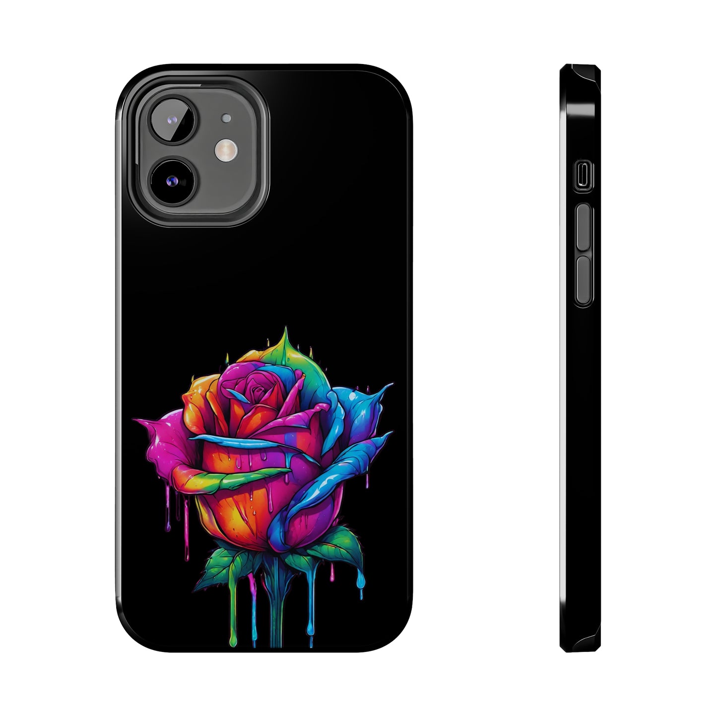 Rose Bleeding Colors on Black Tough Phone Cases