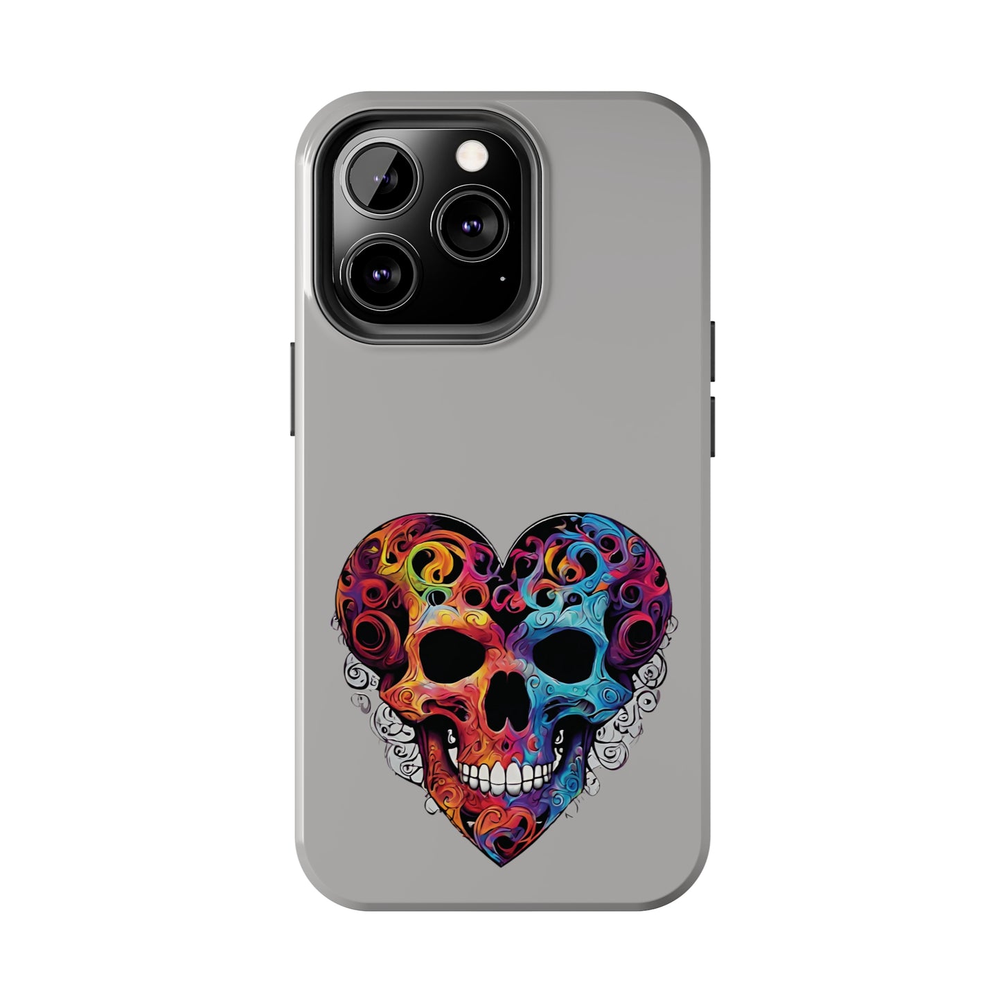Colorful Heart Skull Tough Phone Cases
