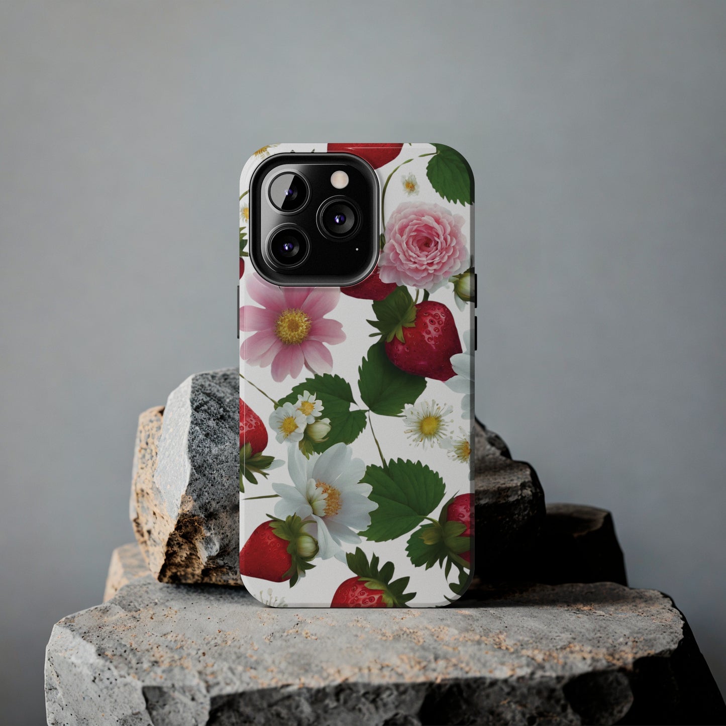 Floral Strawberries Design Tough Phone Cases