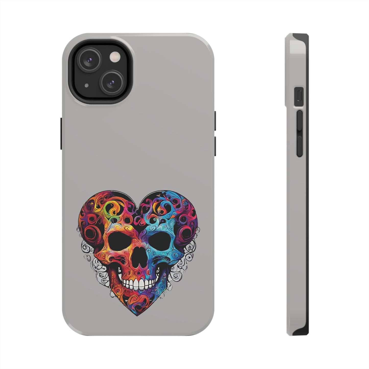 Colorful Heart Skull Tough Phone Cases