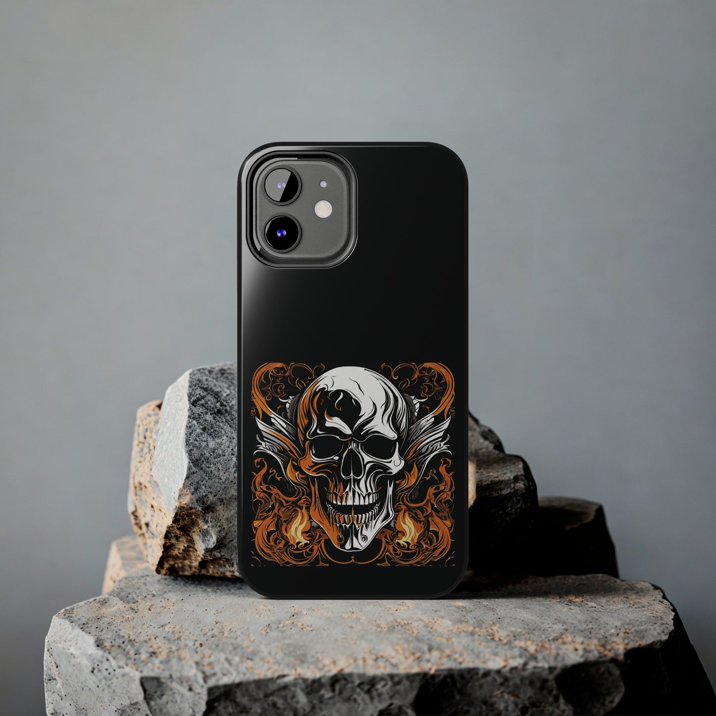 Flaming Skull Design Tough Phone Cases