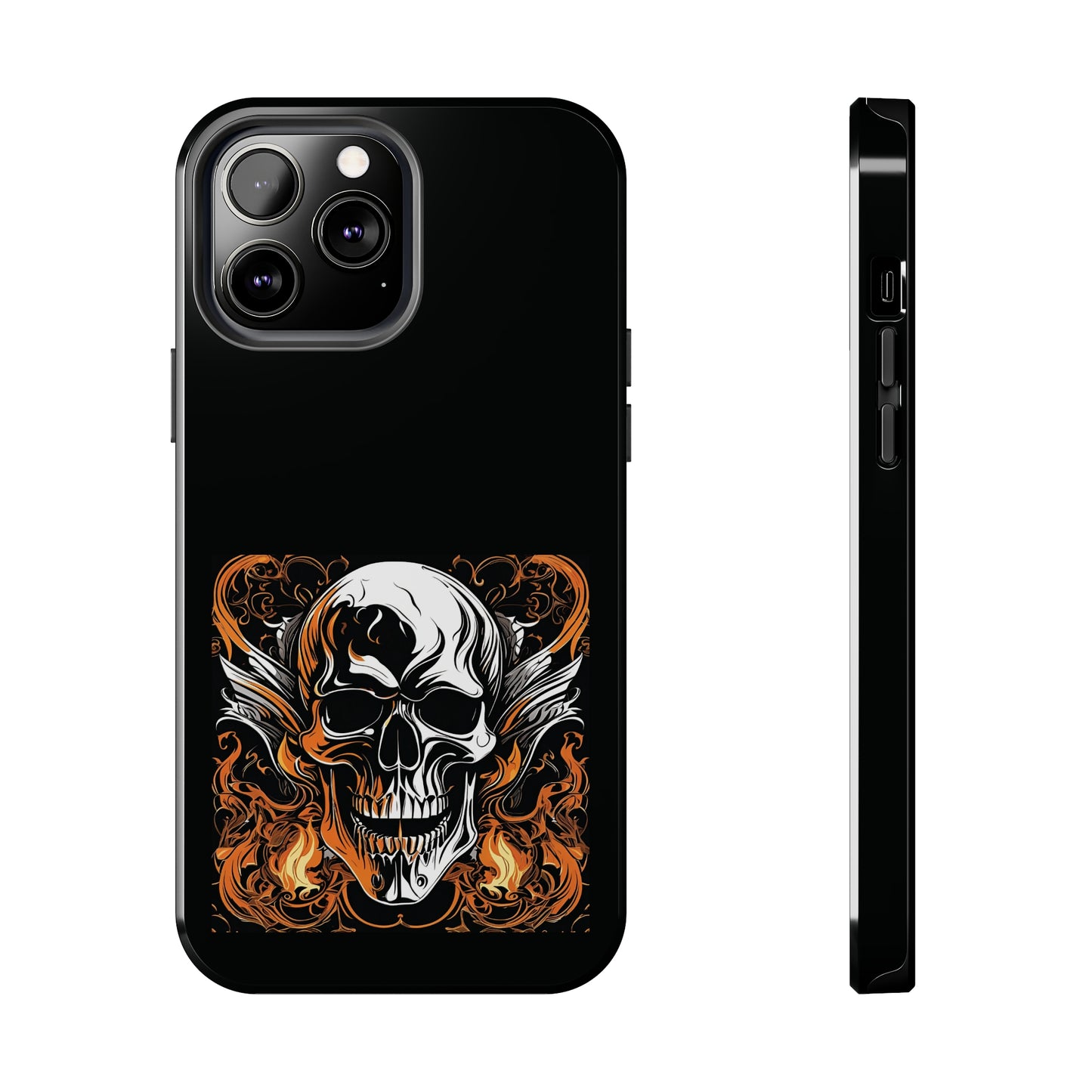 Flaming Skull Design Tough Phone Cases