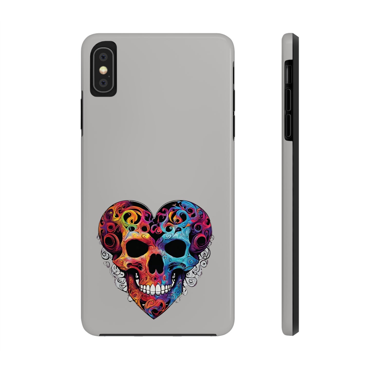 Colorful Heart Skull Tough Phone Cases
