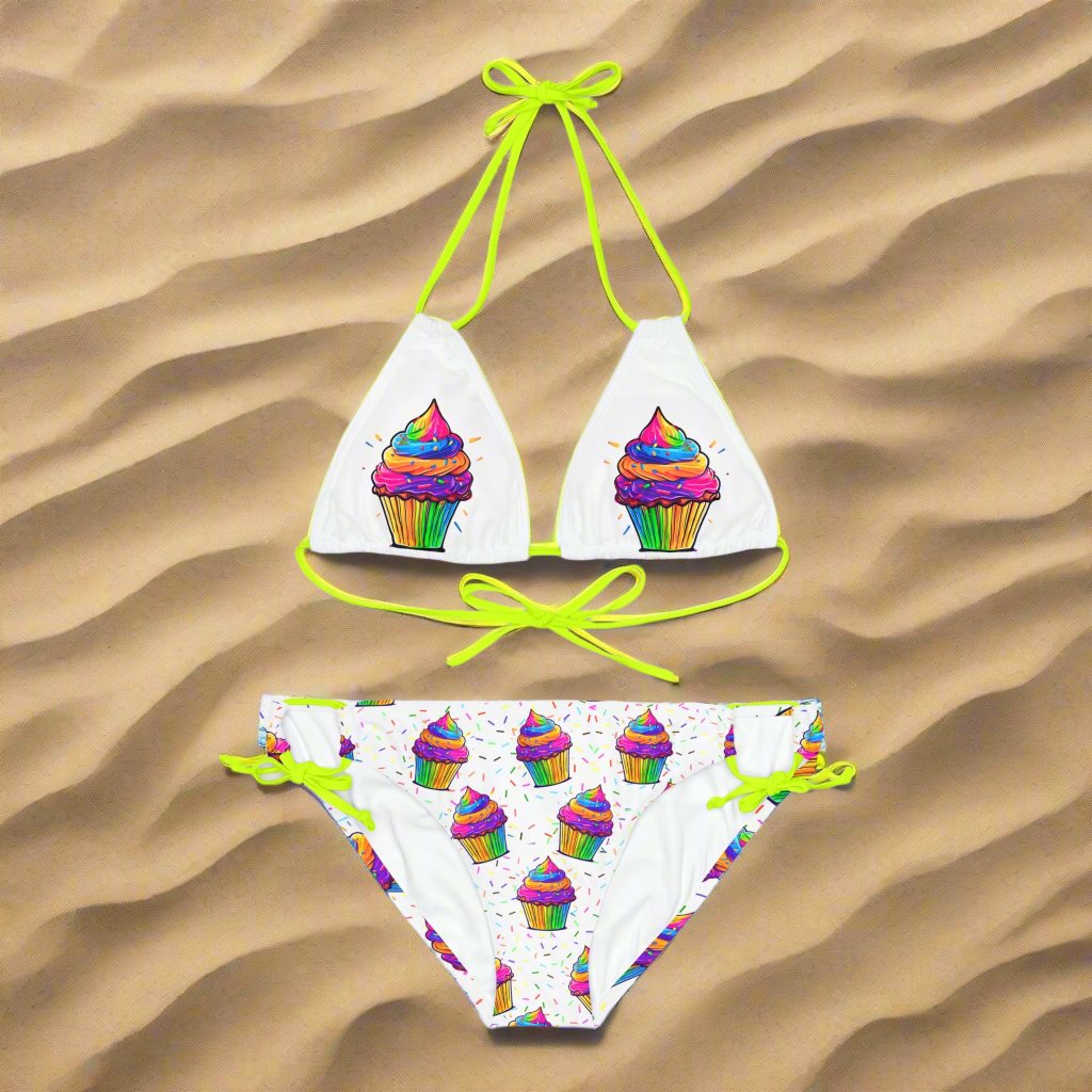 Neon Cupcake Strappy Bikini Set