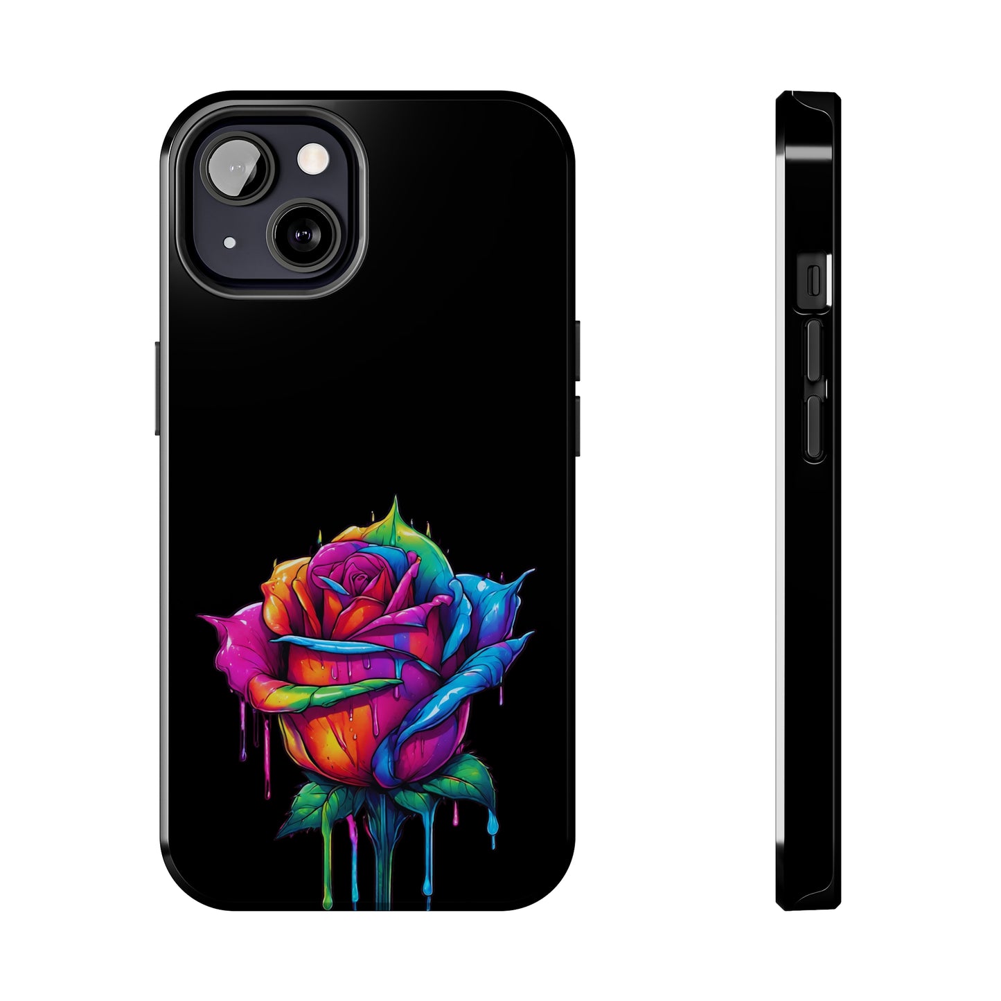 Rose Bleeding Colors on Black Tough Phone Cases