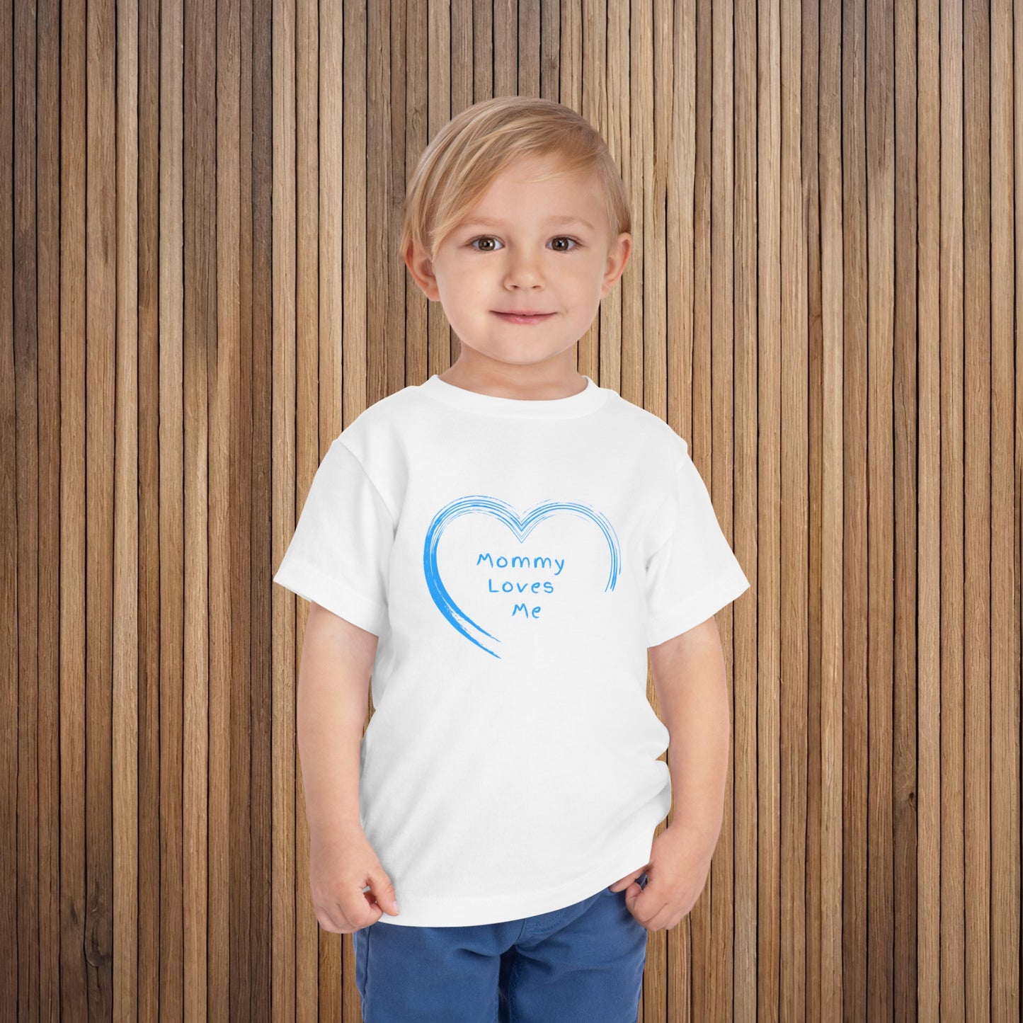 Blue "Mommy Loves Me" Toddler Short Sleeve Tee