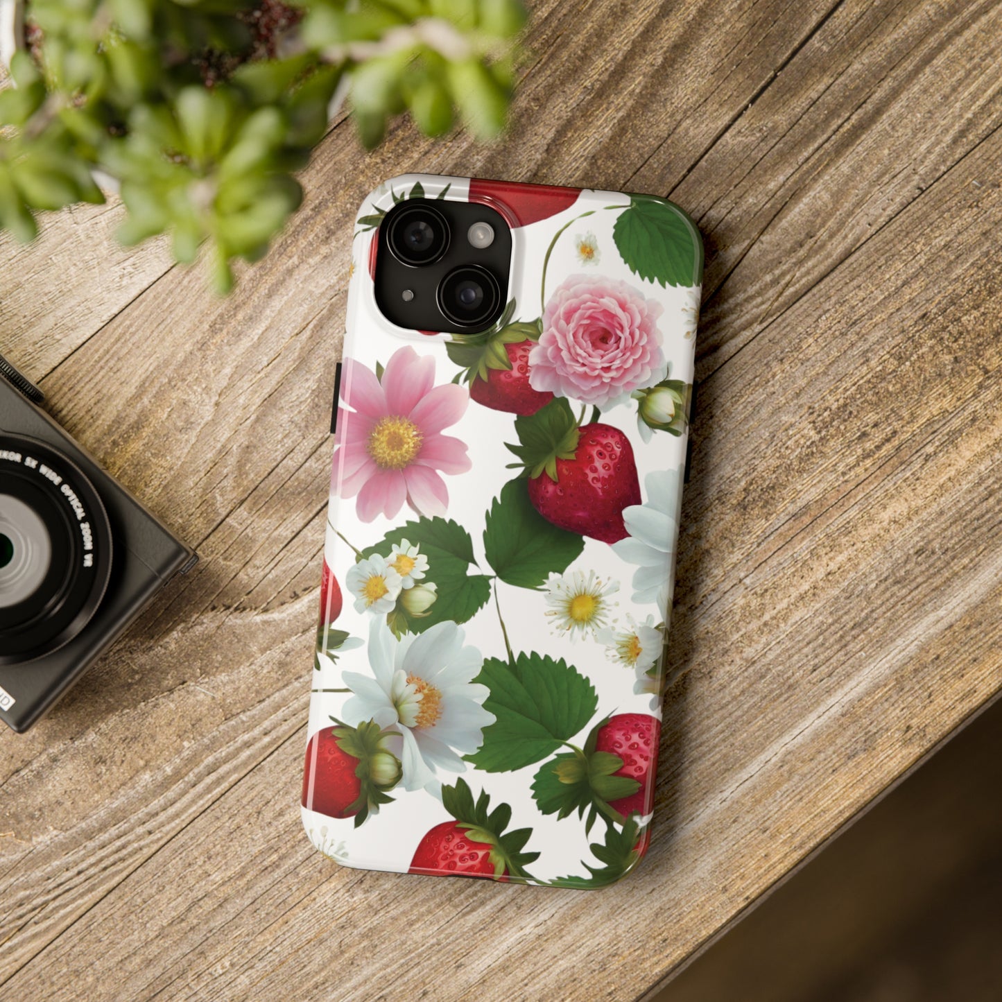 Floral Strawberries Design Tough Phone Cases