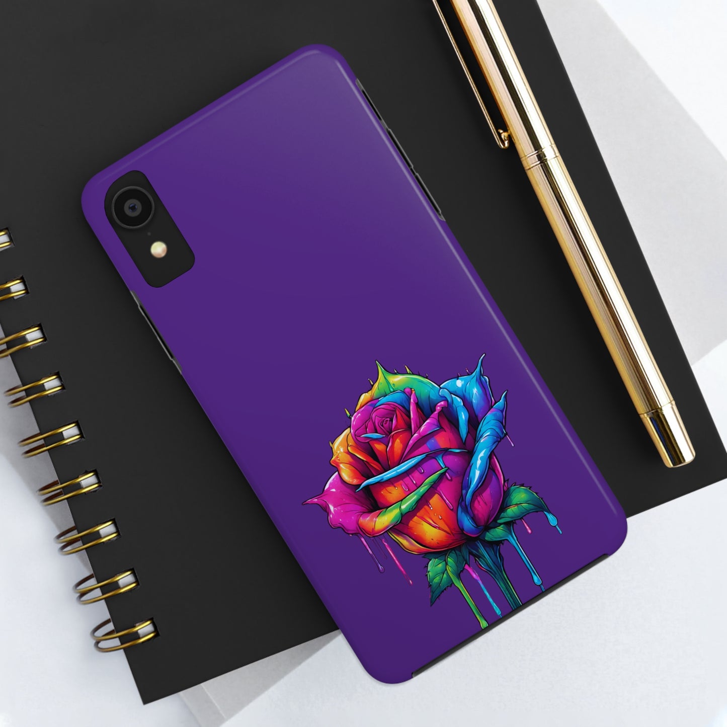 Rose Bleeding Colors on Purple Tough Phone Cases