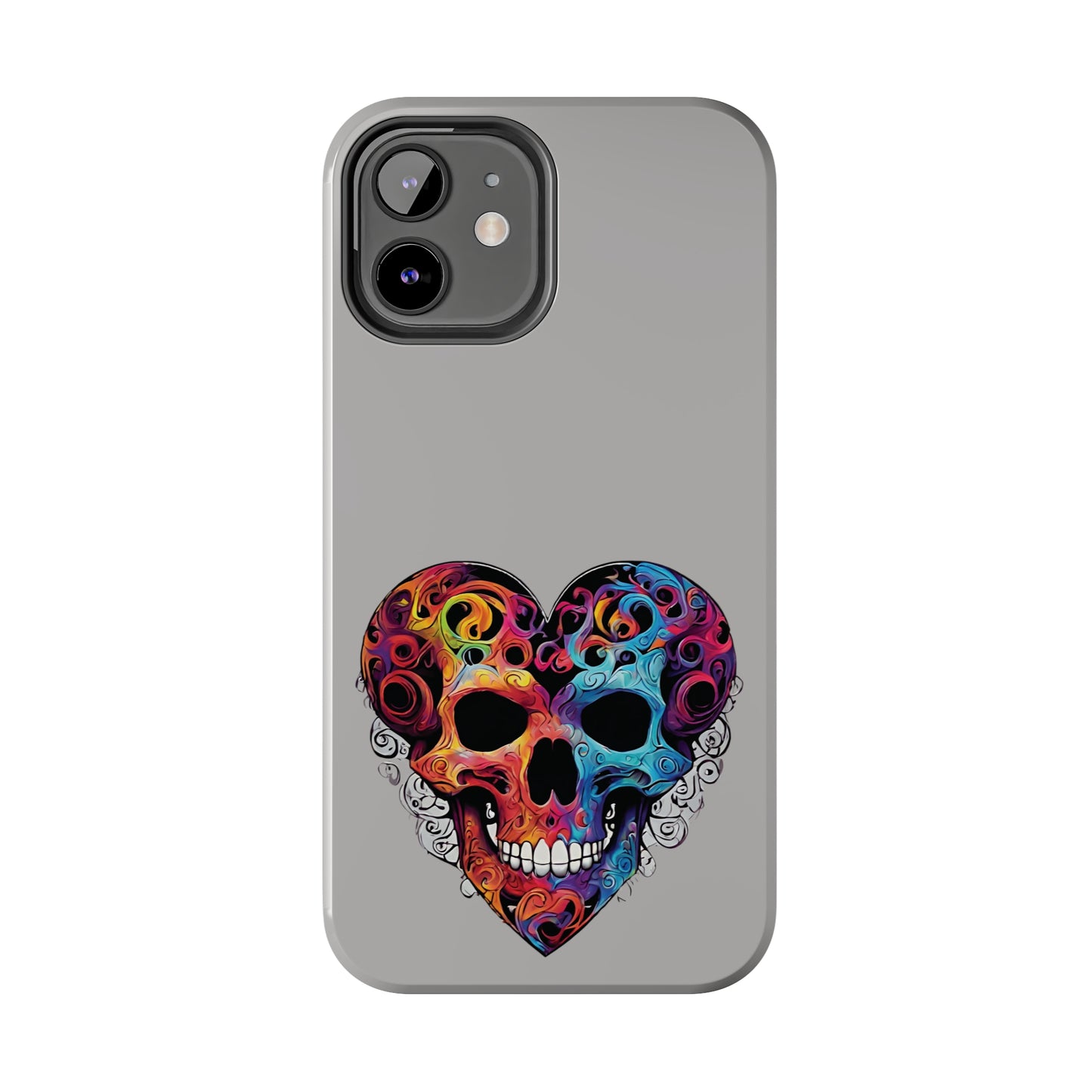 Colorful Heart Skull Tough Phone Cases